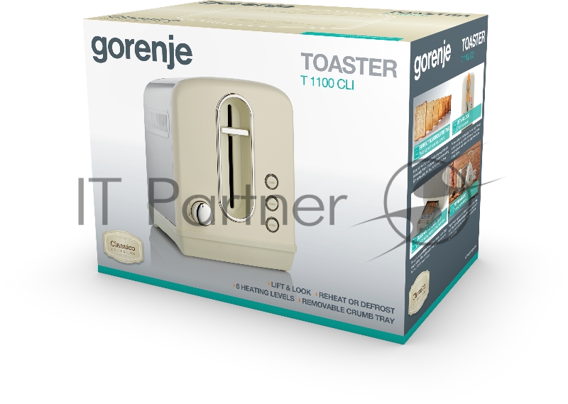 Тостер Gorenje T1100CLI 860Вт бежевый/серебристый