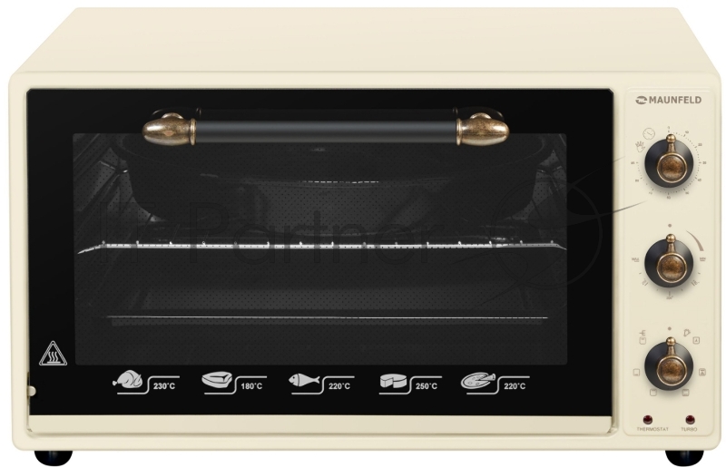 Мини-печь MAUNFELD ширина 60 см, механическое управление, 45 л,конвекция, бежевый