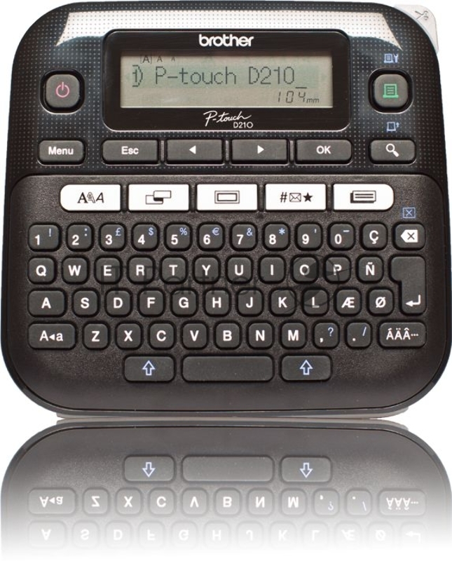 Принтер для наклеек Brother P-Touch PT-D210VP (ленты TZe 3,5/6/9/12 мм, 20 мм/с, 180т/д, ручной обрез, БП, кейс, лента 12мм/4м, замена PT-D200VP)