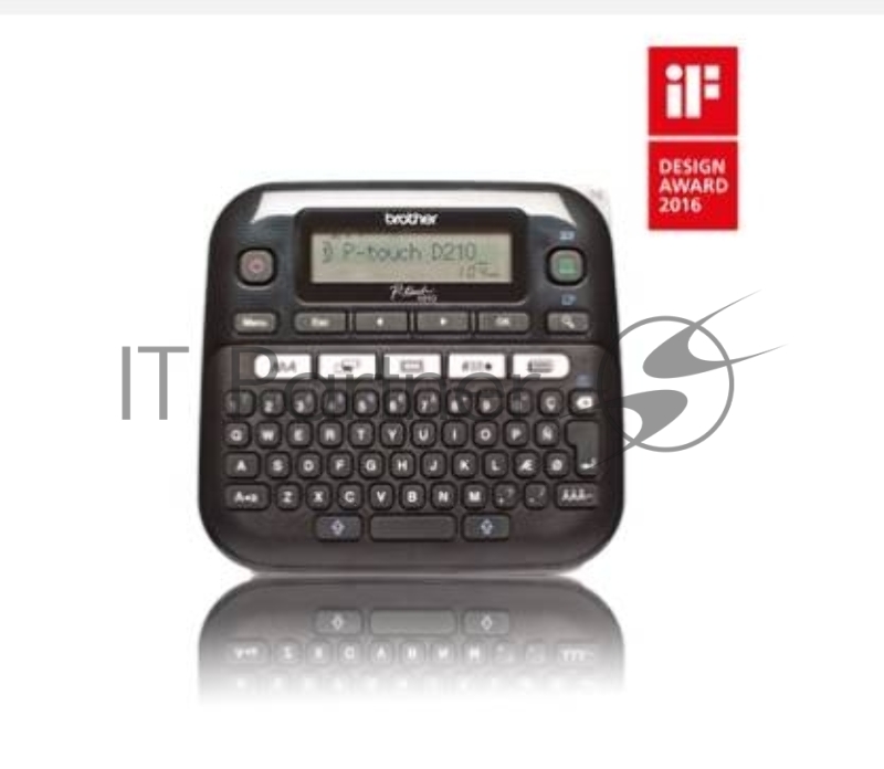 Принтер для наклеек Brother P-Touch PT-D210 (ленты TZe 3,5/6/9/12 мм, 20 мм/с, 180т/д, ручной обрез, БП, лента 12мм/4м, замена PT-D200)