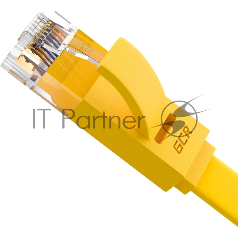 Патч-корд Greenconnect плоский прямой PROF 7.5m UTP медь, кат.6, желтый, позолоченные контакты, 30 AWG, Premium ethernet high speed 10 Гбит/с, RJ45, T568B (GCR-LNC622-7.5m)