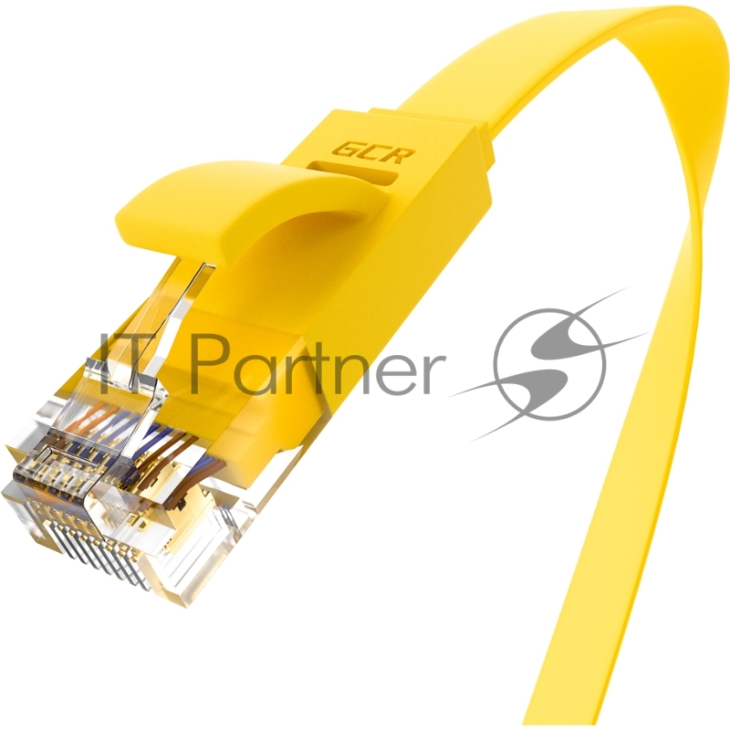 Патч-корд Greenconnect Патч-корд плоский прямой PROF 3.0m UTP медь, кат.6, желтый, позолоченные контакты, 30 AWG, Premium ethernet high speed 10 Гбит/с, RJ45, T568B (GCR-LNC622-3.0m)