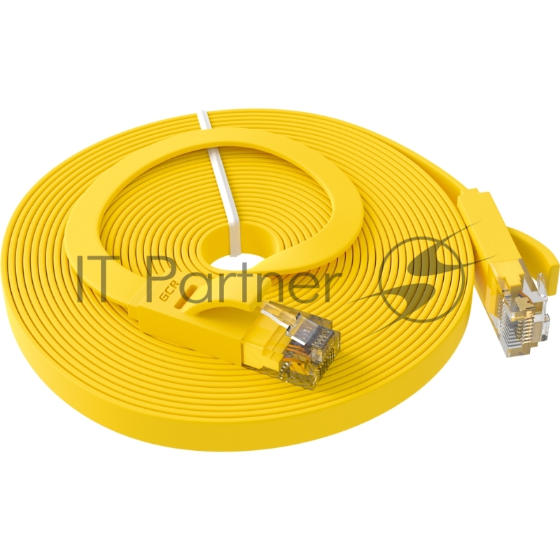 Патч-корд Greenconnect Патч-корд плоский прямой PROF 3.0m UTP медь, кат.6, желтый, позолоченные контакты, 30 AWG, Premium ethernet high speed 10 Гбит/с, RJ45, T568B (GCR-LNC622-3.0m)