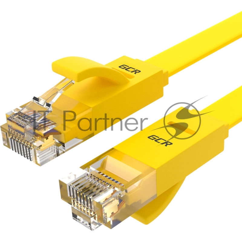 Патч-корд Greenconnect Патч-корд плоский прямой PROF 3.0m UTP медь, кат.6, желтый, позолоченные контакты, 30 AWG, Premium ethernet high speed 10 Гбит/с, RJ45, T568B (GCR-LNC622-3.0m)