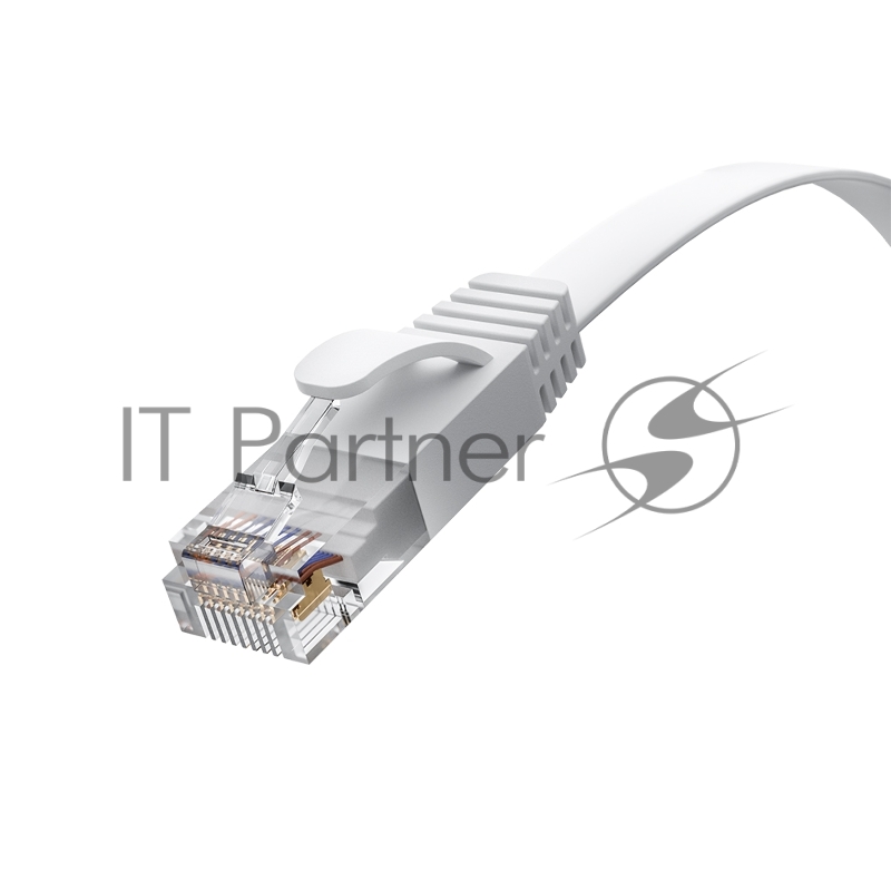 Патч-корд GCR PROF плоский прямой 7.5m, UTP медь кат.6, белый, 30 AWG, ethernet high speed 10 Гбит/с, RJ45, T568B, GCR-52875