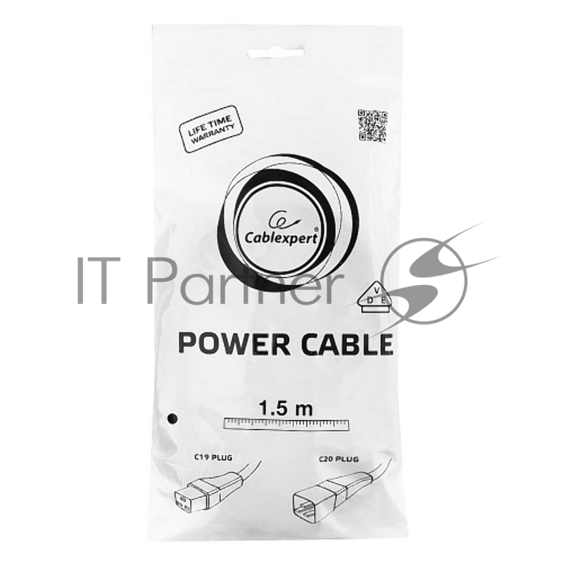 Кабель питания для UPC Gembird/Cablexpert, 1.5м, С19 - C20, 16А, черный, с заземлением(PC-189-C19)