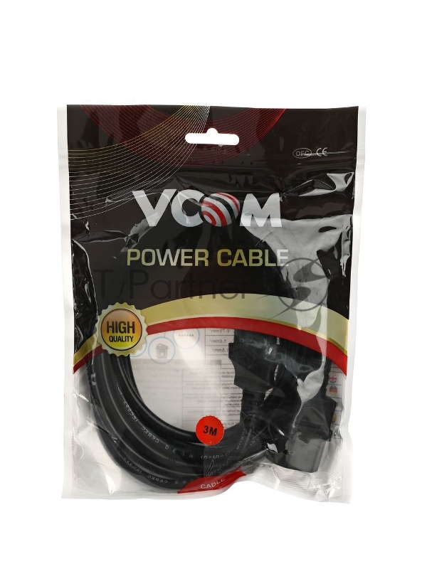 Кабель монитор - компьютер 220V (UPS -> устройство) VCOM <VDE> 3G*0.75mm (CE001-CU) 3м