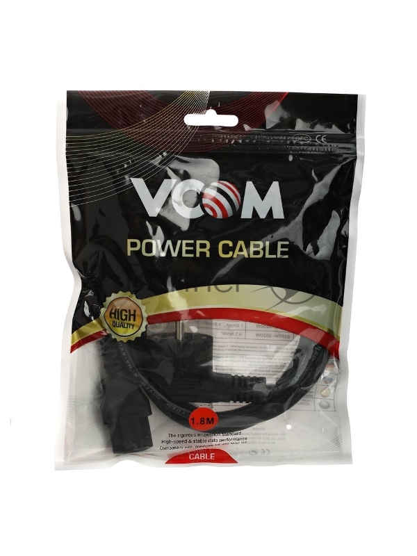 Кабель компьютер-розетка 220V (EURO) <VDE> 3G0,75mm2 VCOM {CE021-CU} 1,8м