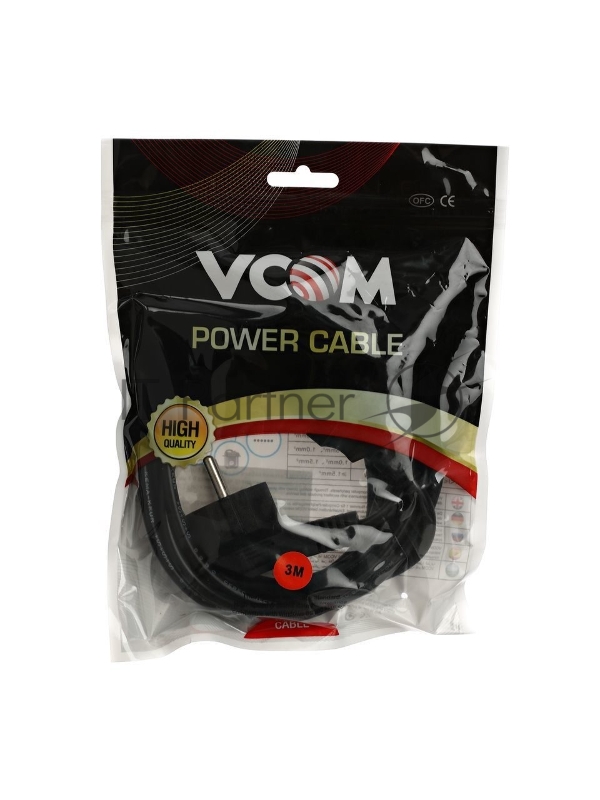 Кабель компьютер-розетка 220V (EURO) <VDE> 3G*0,5mm2 VCOM {CE021-CU} 3 метра