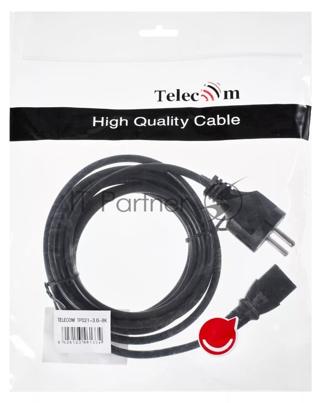 Кабель компьютер - розетка 3m 220V (Европейский стандарт) VCOM/TELECOM