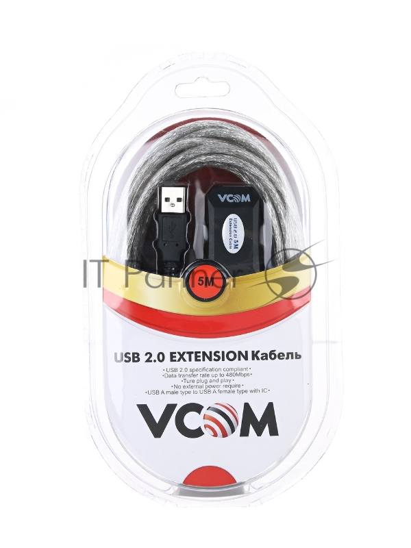 Кабель VCOM VUS7049-5M USB2.0-repeater, удлинительный активный <Am-->Af> 5м
