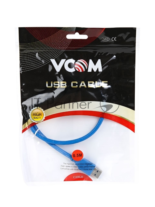 Кабель AM/AF USB3.0 0.5m VCOM удлинитель USB 3.0, VUS7065-0.5M