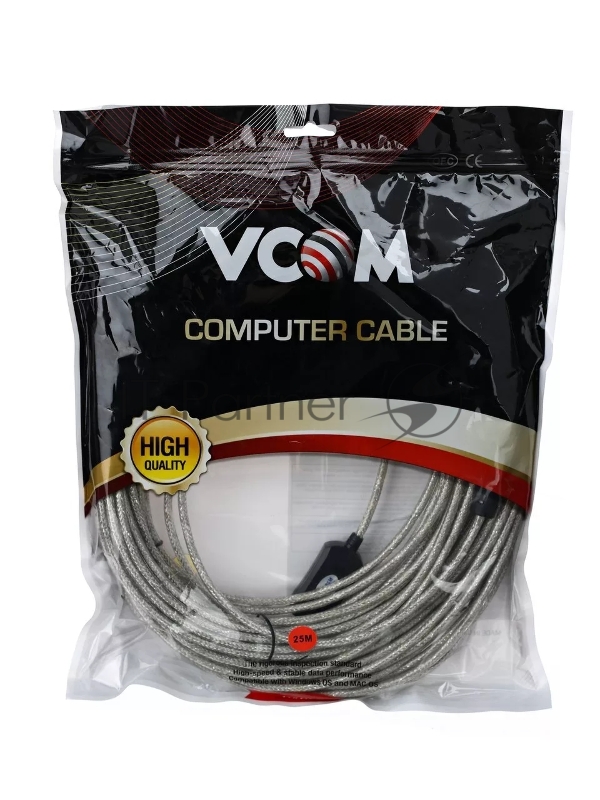 Кабель-адаптер VCOM VUS7049-25M USB2.0-repeater, удлинительный активный <Am-->Af> 25м
