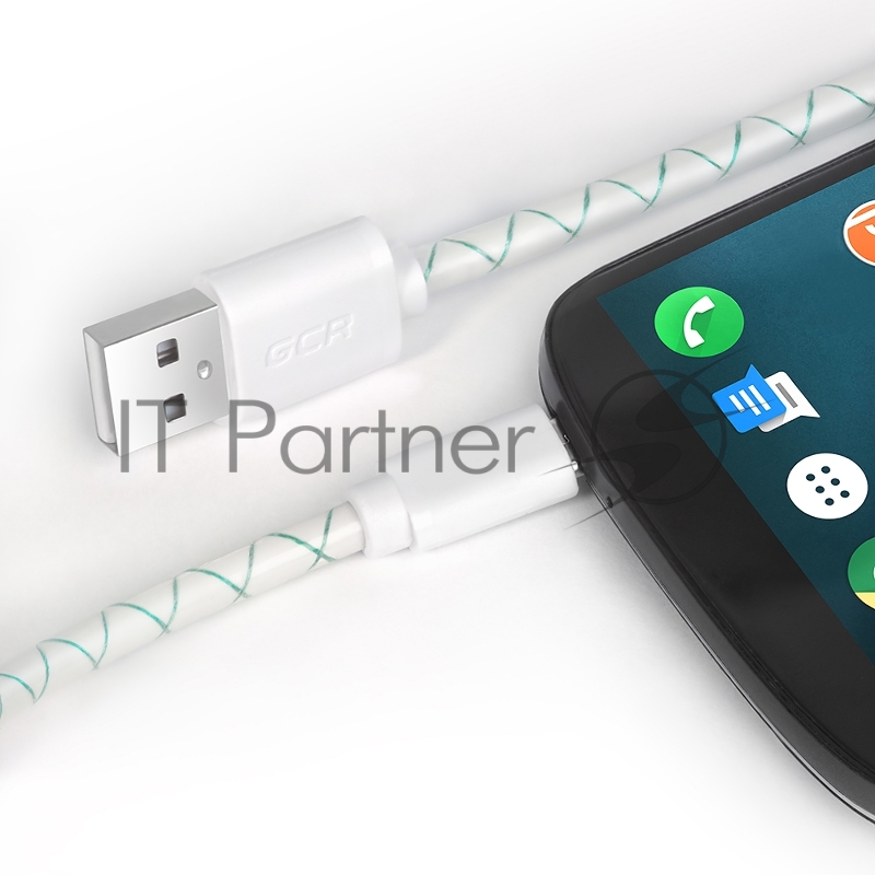 Кабель Greenconnect 2А micro USB 2.0 0.5m бело-зеленый, белые коннекторы, 28/24 AWG, AM / microB 5pin, (GCR-UA9MCB3-BD-0.5m), поддержка функции быстрой зарядки. 2A морозостойкий