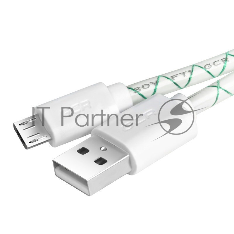 Кабель Greenconnect 2А micro USB 2.0 0.5m бело-зеленый, белые коннекторы, 28/24 AWG, AM / microB 5pin, (GCR-UA9MCB3-BD-0.5m), поддержка функции быстрой зарядки. 2A морозостойкий