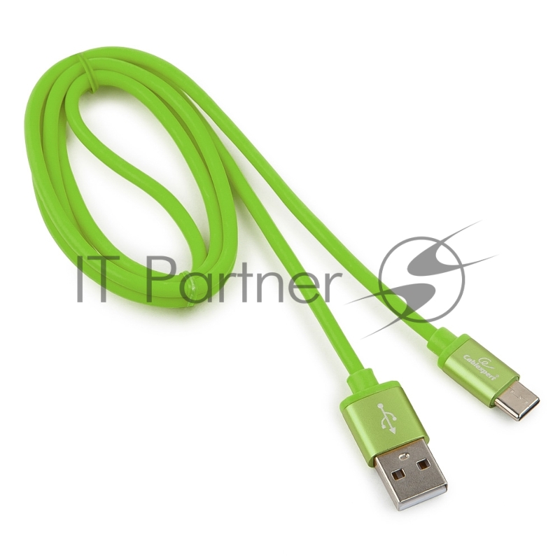 Кабель USB 2.0 Cablexpert CC-S-USBC01Gn-1M, AM/Type-C, серия Silver, длина 1м, зеленый, блистер