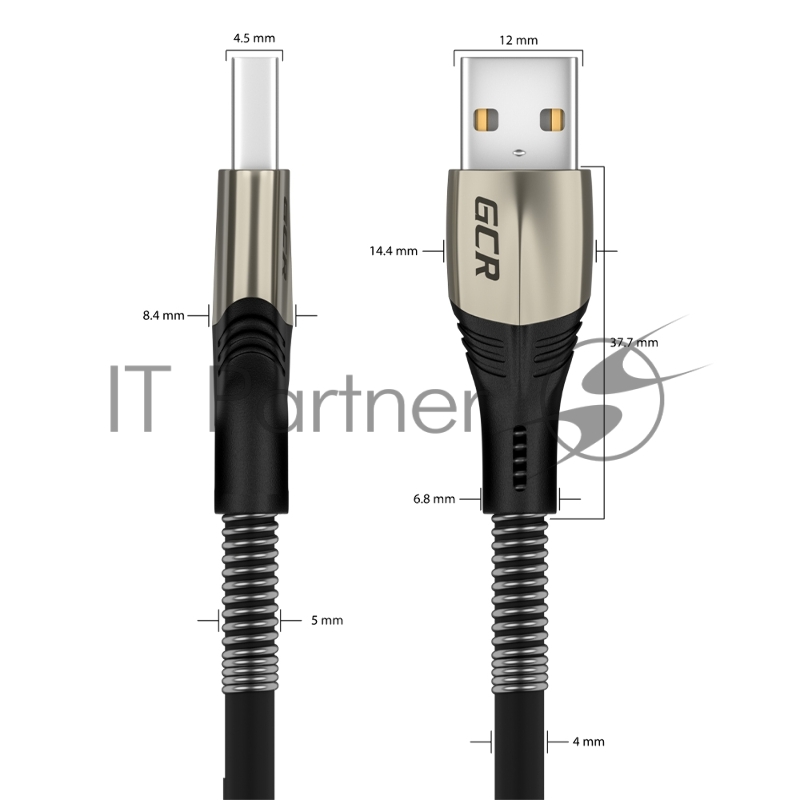 Кабель 1.7m GCR MicroUSB series MERCEDES & SPRING, BLACK, для зарядки, NO Sync data, 22 AWG. GCR-51961