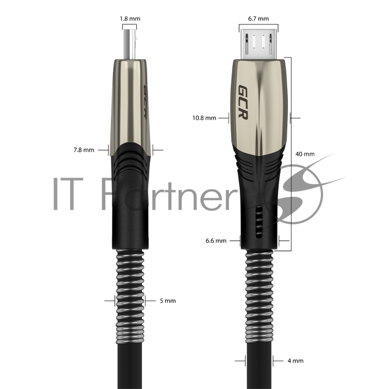 Кабель 1.7m GCR MicroUSB series MERCEDES & SPRING, BLACK, для зарядки, NO Sync data, 22 AWG. GCR-51961