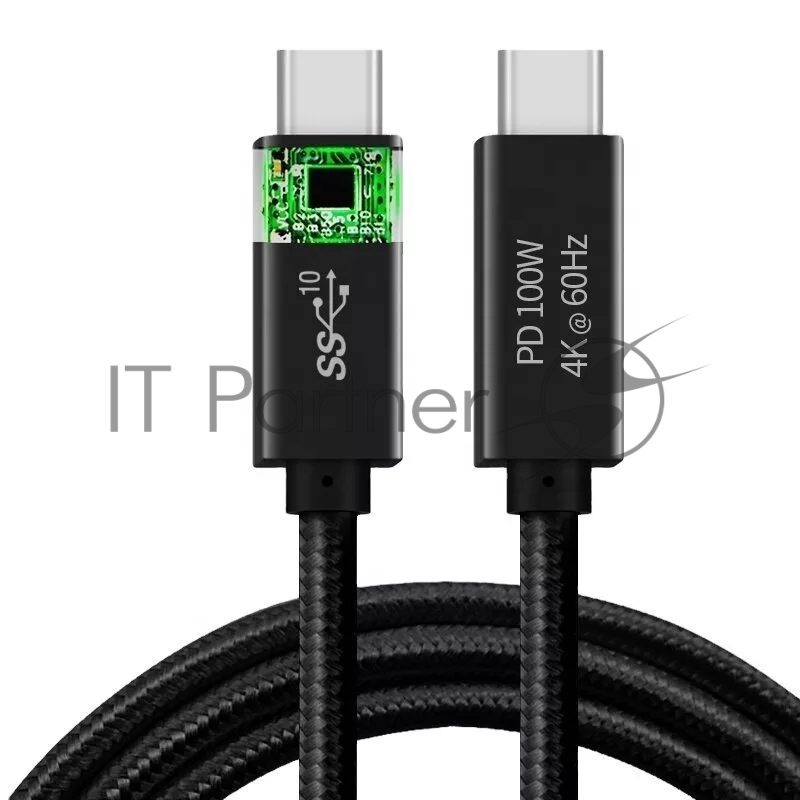 Кабель USB 3.1 Type Cm -- Cm IC 5А 10Gbs длина 1M, Telecom <TC420S> серебряный