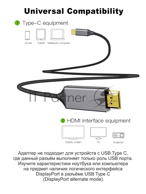 Кабель USB3.1 CM-HDMI 1.8M CU423MC-1.8M VCOM