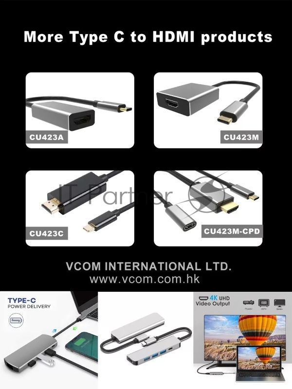 Кабель USB3.1 CM-HDMI 1.8M CU423MCPD-1.8M VCOM