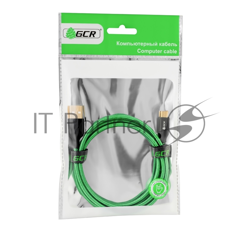 Кабель Greenconnect 3A 3.0m USB 2.0 для Samsung, GOLD, ОS Android, AM/microB 5pin, зеленый нейлон, AL корпус черный, черный ПВХ, 28/22 AWG, поддержка функции быстрой зарядки, GCR-51260 Greenconnect Кабель 3A 3.0m USB 2.0 для Samsung, GOLD, ОS Androi
