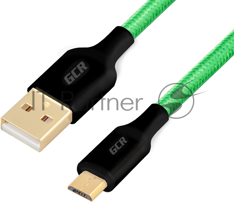 Кабель Greenconnect 3A 3.0m USB 2.0 для Samsung, GOLD, ОS Android, AM/microB 5pin, зеленый нейлон, AL корпус черный, черный ПВХ, 28/22 AWG, поддержка функции быстрой зарядки, GCR-51260 Greenconnect Кабель 3A 3.0m USB 2.0 для Samsung, GOLD, ОS Androi