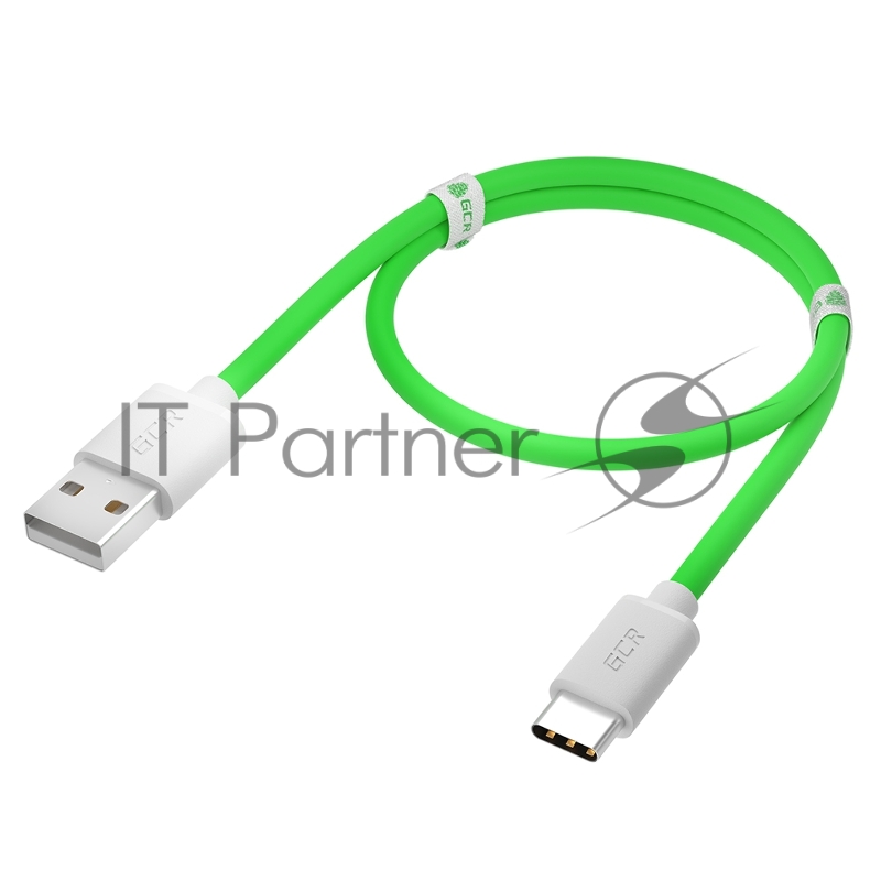 Кабель GCR QC 0.25m, TypeC, быстрая зарядка, зеленый TPE, белые коннекторы, 28/22 AWG, GCR-53040 GCR QC Кабель 0.25m, TypeC, быстрая зарядка, зеленый TPE, белые коннекторы, 28/22 AWG, GCR-53040