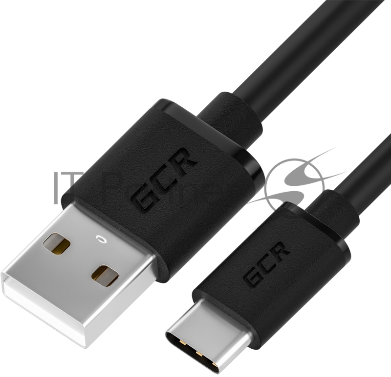 Кабель GCR QC 0.5m, TypeC, быстрая зарядка, черный TPE, черные коннекторы, 28/22 AWG