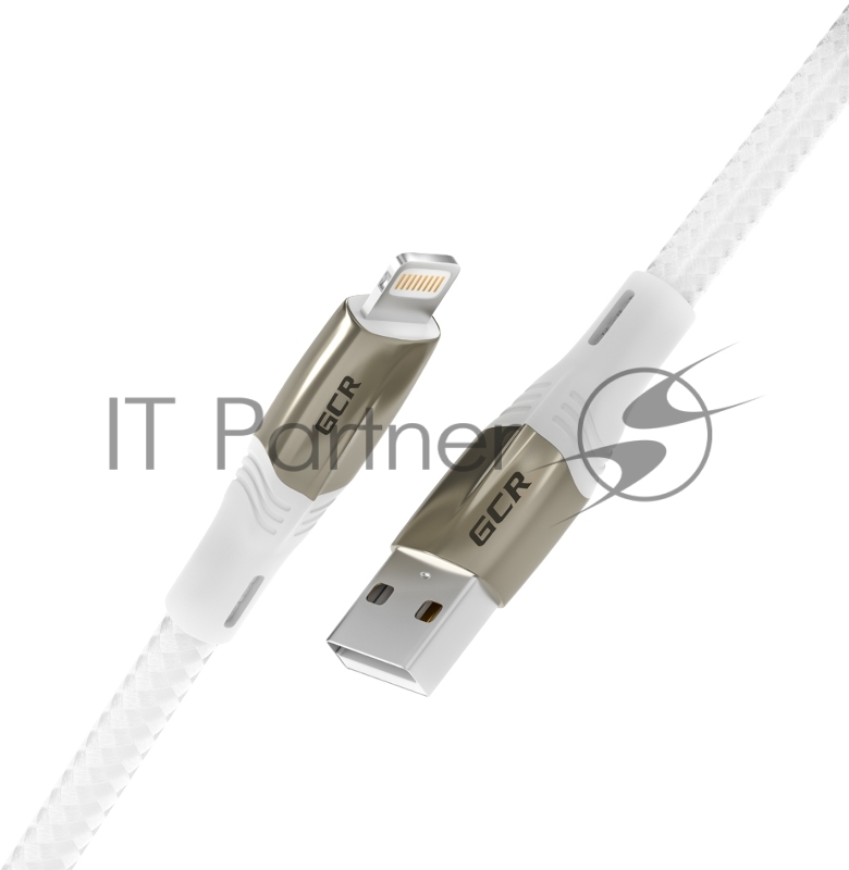 Кабель GCR 1.7m для iPod, iPhone, iPad series MERCEDES, WHITE NYLON, MFI, GCR-52578