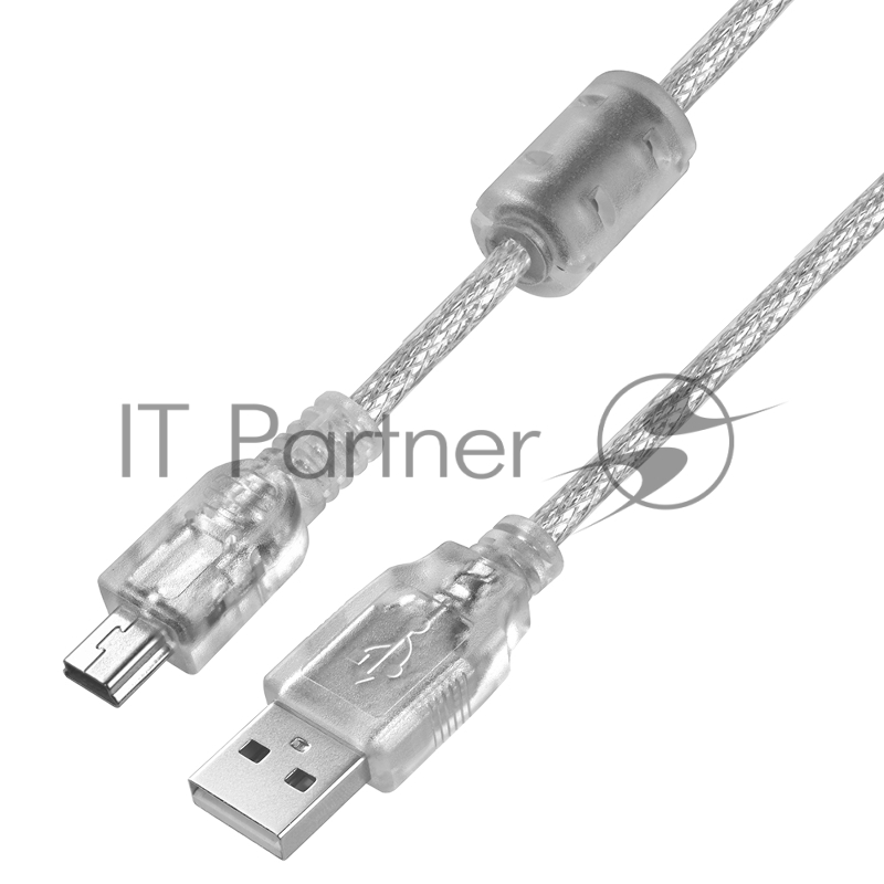 Кабель Greenconnect 3.0m USB 2.0, AM/mini 5P, прозрачный, 28/28 AWG, экран, армированный, морозостойкий, GCR-50795