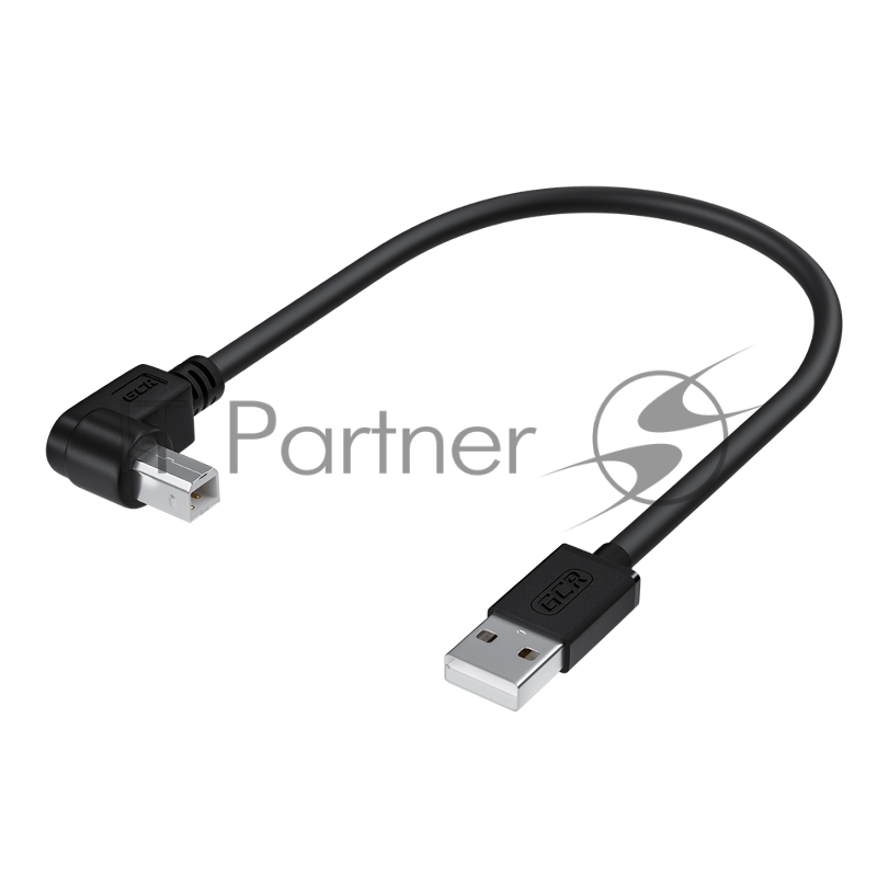 Кабель GCR 1.5m USB 2.0, AM/BM угловой, черный, 28/28 AWG, экран, армированный, GCR-52916