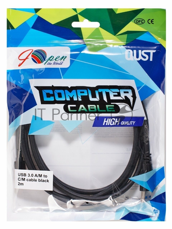 Кабель-адаптер USB 3.1 Type-Cm --> USB 3.0 Am, 2м Aopen/Qust/VCOM <ACU401-2M>