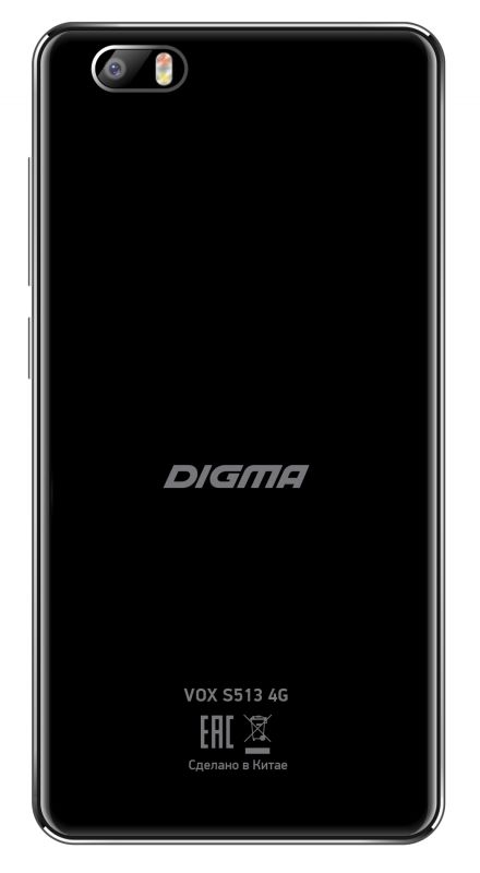 Смартфон Digma VOX S513 4G 16Gb черный/серый моноблок 3G 4G 2Sim 5 720x1280 Android 6.0 5Mpix WiFi