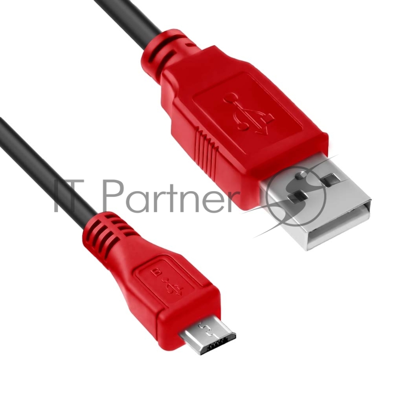 Кабель1.0m USB 2.0, AM/microB 5pin, черный, красные коннекторы Кабель1.0m USB 2.0, AM/microB 5pin, черный, красные коннекторы