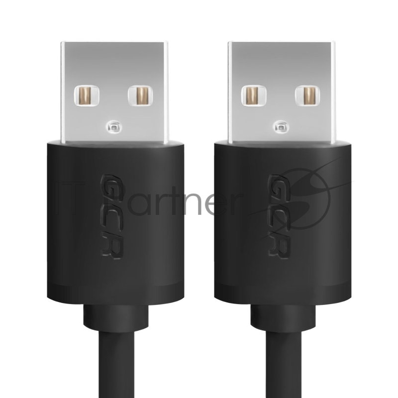 Кабель GCR 0.3m USB 2.0, AM/AM, черный, 28/28 AWG, экран, армированный, морозостойкий