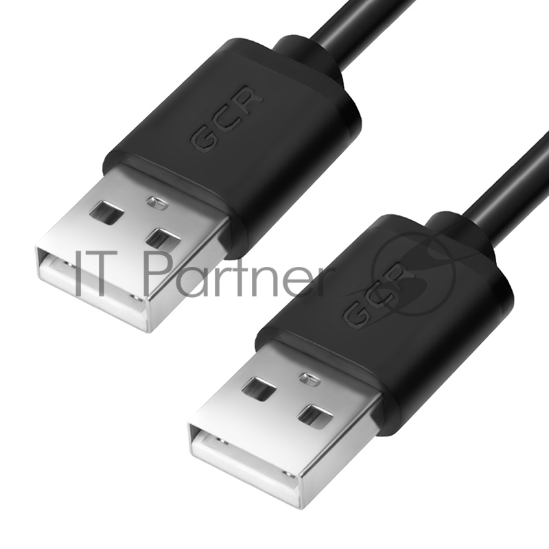 Кабель GCR 0.3m USB 2.0, AM/AM, черный, 28/28 AWG, экран, армированный, морозостойкий