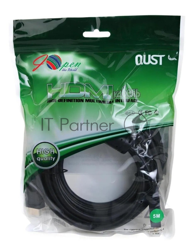 Кабель AOpen/Qust Кабель HDMI 19M/M+2 фильтра 1.4V+3D/Ethernet (ACG511D-5M) 5m, позолоченные контакты 6938510810441