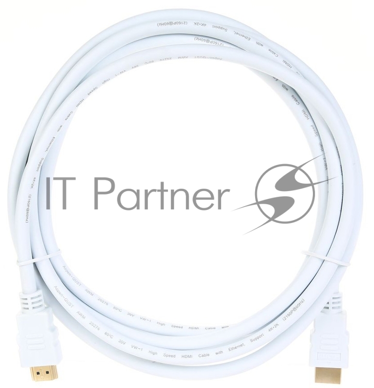 Кабель HDMI v.1.4 3м AOpen/Qust 19M/M 3D/Ethernet, белый, позолоченные контакты, ACG511W-3M