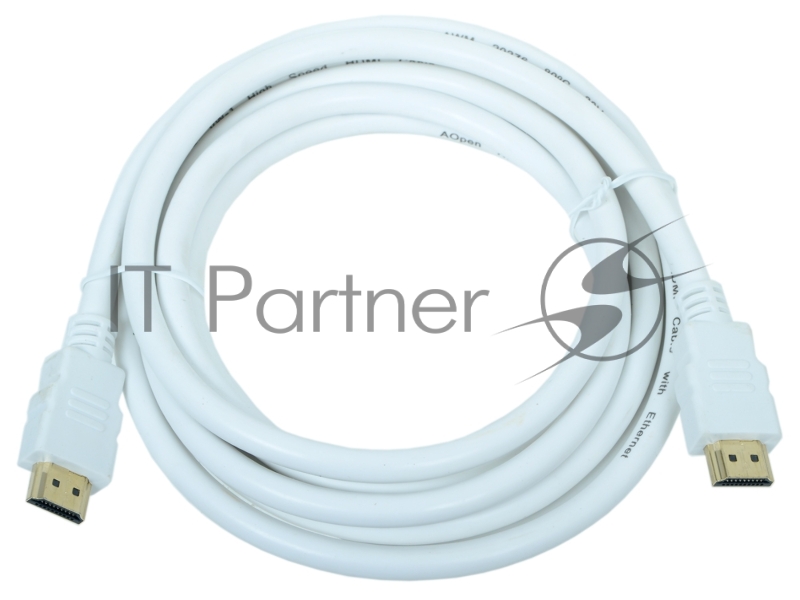 Кабель HDMI v.1.4 3м AOpen/Qust 19M/M 3D/Ethernet, белый, позолоченные контакты, ACG511W-3M