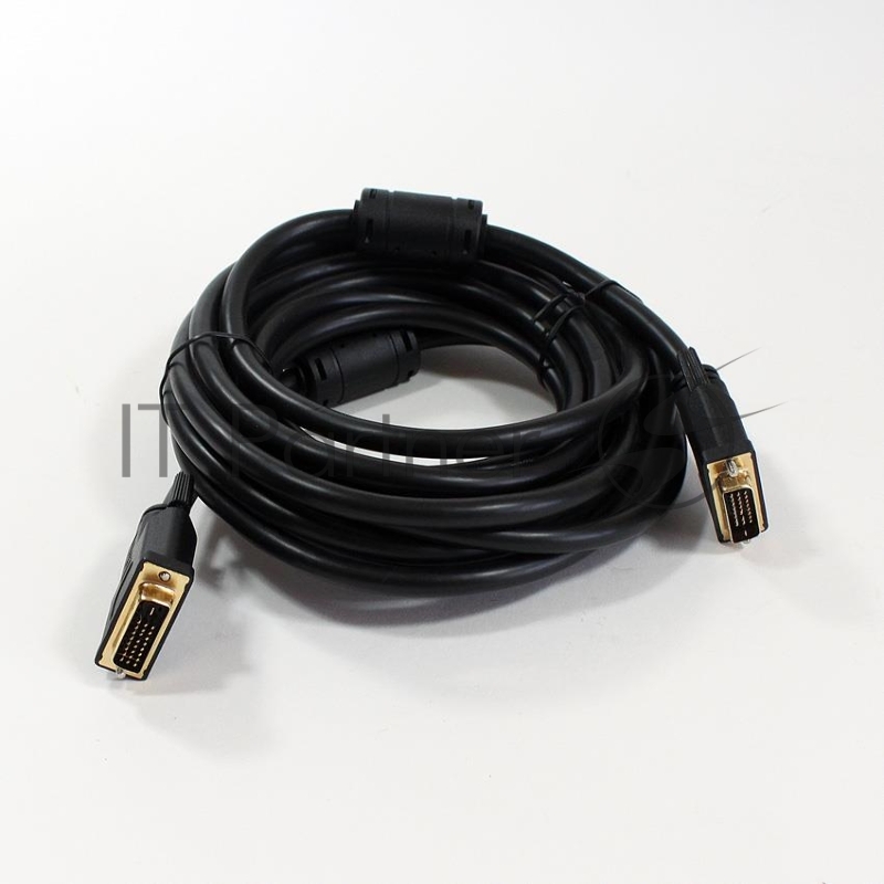 Кабель DVI 5м VCOM Кабель DVI-DVI Dual Link (25M-25M), 5m, 2 фильтра, VDV6300-5M