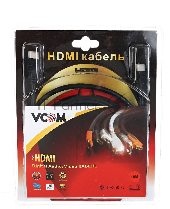 Кабель VCOM VHD6020D-10MB Кабель HDMI 19M/M ver:1.4+3D, 10m, позолоченные контакты, 2 фильтра Blister
