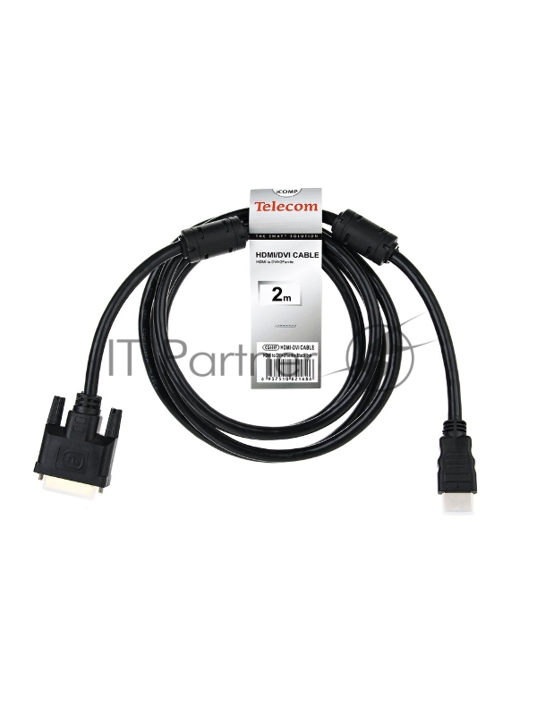Кабель Telecom Кабель (CG481F-2M) HDMI to DVI-D Dual Link (19M -25M) 2м, 2 фильтра 6937510821686