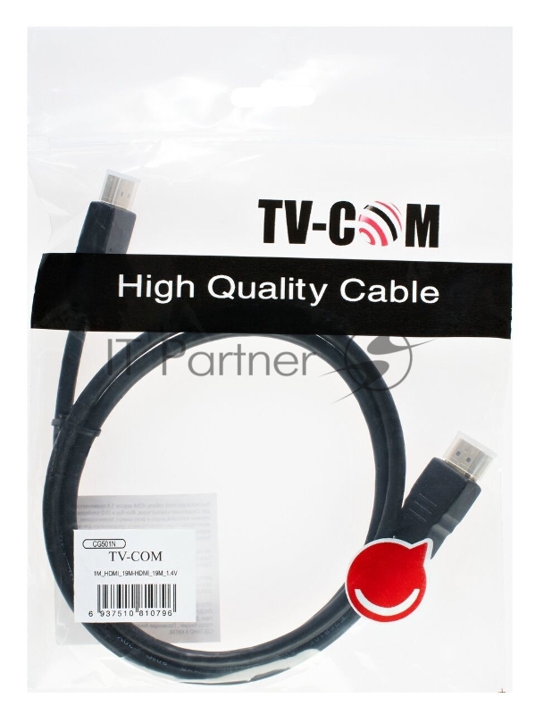 Кабель цифровой HDMI19M to HDMI19M, V1.4+3D, 1m, TV-COM