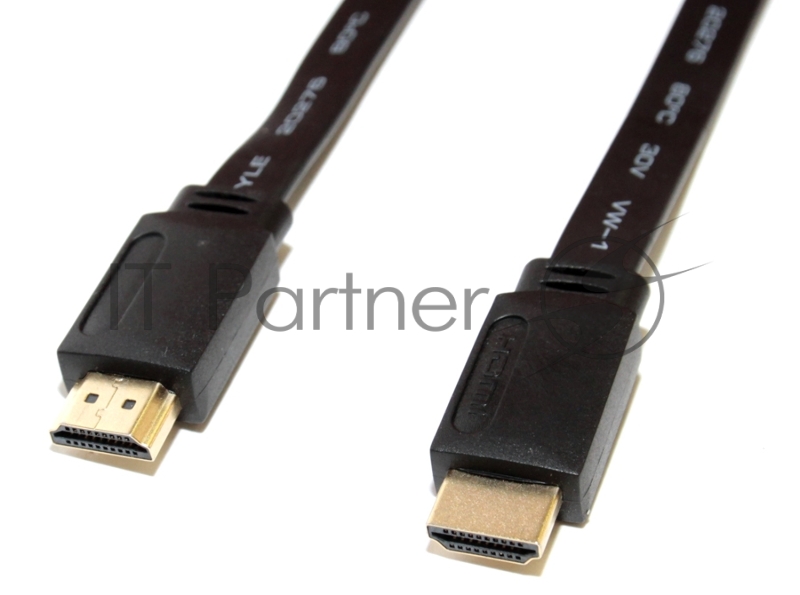 Кабель HDMI 5bites Кабель APC-185-05A HDMI M / HDMI M V1.4b, высокоскоростной, ethernet+3D, зол.разъемы, плоский, 0.5м.