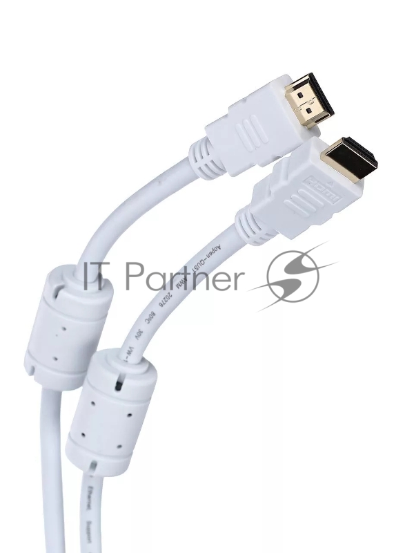 Кабель HDMI 19M/M ver 2.0, 5М, 2 фильтра, белый Aopen <ACG711DW-5M>