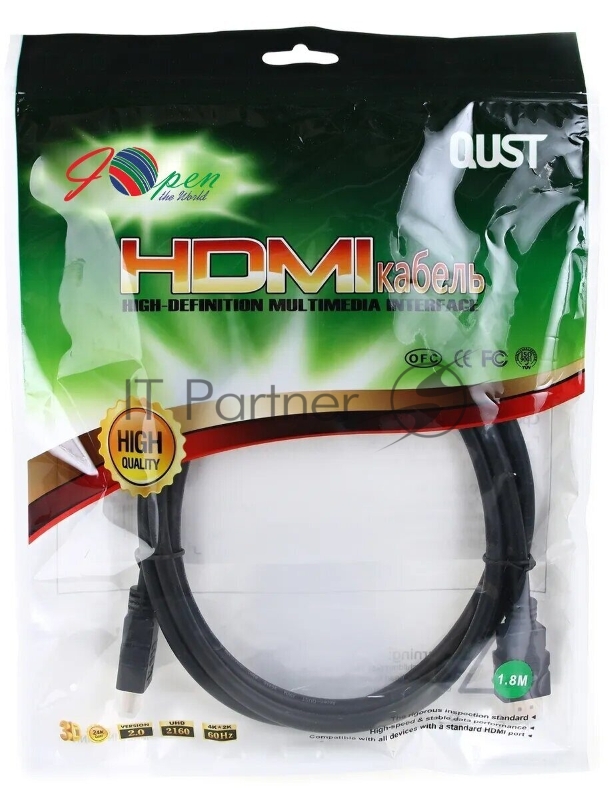 Кабель HDMI 19M/M ver 2.0, 1.8М Aopen <ACG711-1.8M>