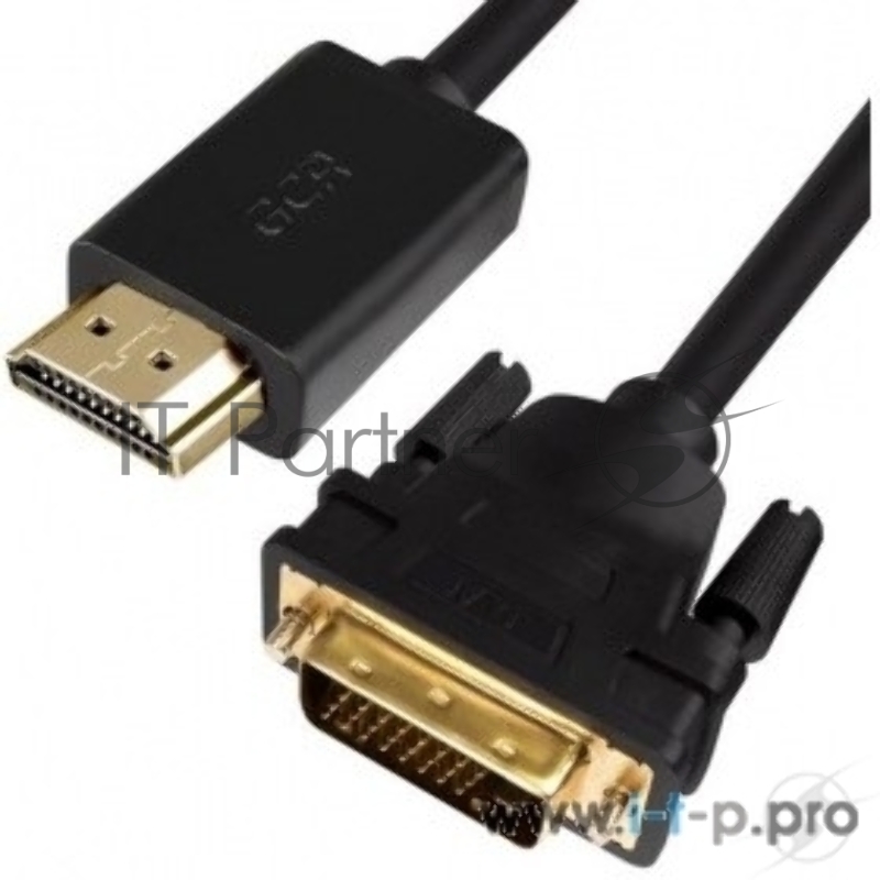 Greenconnect Кабель HDMI-DVI 10.0m черный, OD7.3mm, 28/28 AWG, позолоченные контакты, 19pin AM / 24+1M AM double link, тройной экран(GCR-HD2DVI1-10.0m)
