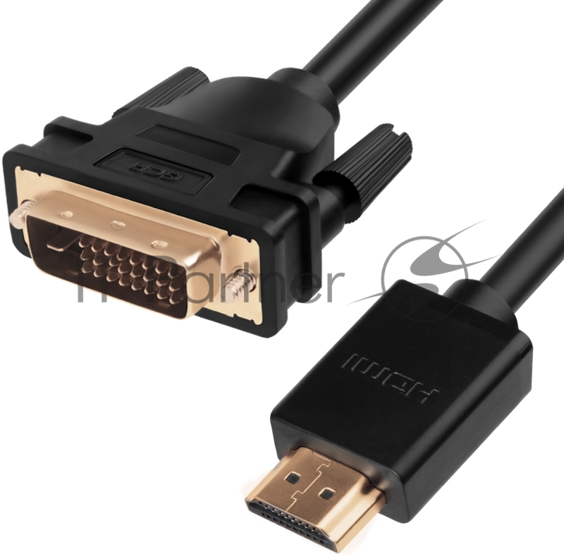 Greenconnect Кабель HDMI-DVI 10.0m черный, OD7.3mm, 28/28 AWG, позолоченные контакты, 19pin AM / 24+1M AM double link, тройной экран(GCR-HD2DVI1-10.0m)