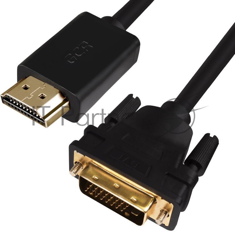 Greenconnect Кабель HDMI-DVI 10.0m черный, OD7.3mm, 28/28 AWG, позолоченные контакты, 19pin AM / 24+1M AM double link, тройной экран(GCR-HD2DVI1-10.0m)